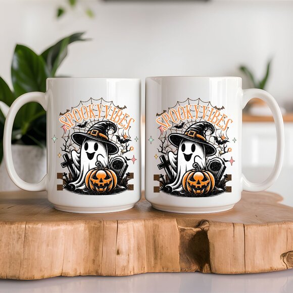 Spooky Vibes Halloween Large Cup with Latte Spoon - Picture 1 of 3